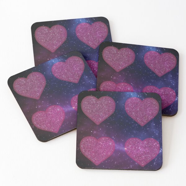 Item preview, Pink Glitter Hearts in Space designed and sold by BelindaFuller.