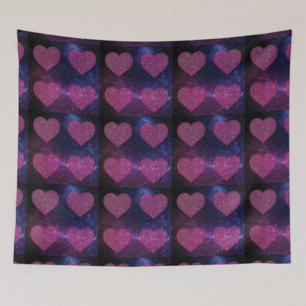 Item preview, Pink Glitter Hearts in Space designed and sold by BelindaFuller.