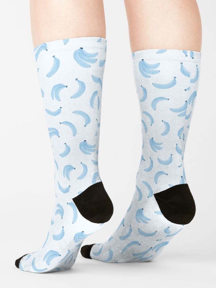 "Halftone Blue Bananas Pattern Pop Art, Fruit, Food, Tropical" Socks