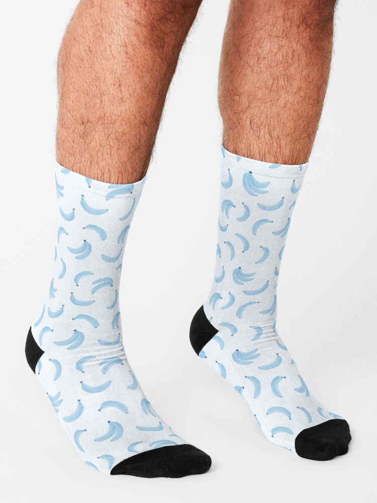 "Halftone Blue Bananas Pattern Pop Art, Fruit, Food, Tropical" Socks