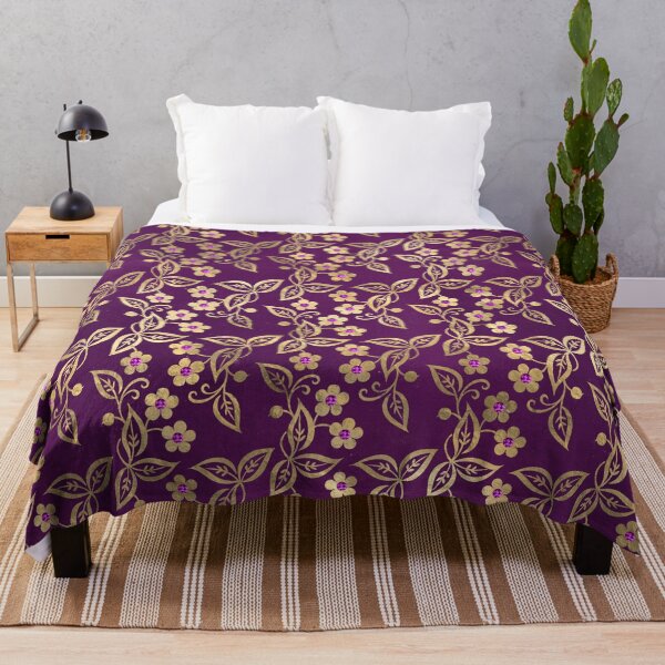 Item preview, Eastern Garden of Gold and Amethyst Floral Motifs designed and sold by WisdomInspired.