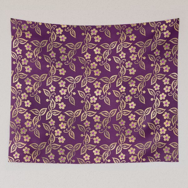 Item preview, Eastern Garden of Gold and Amethyst Floral Motifs designed and sold by WisdomInspired.