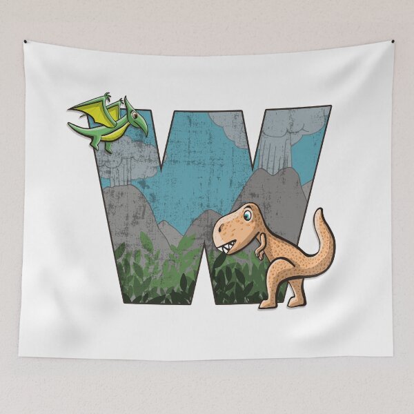 Item preview, Initial letter W with dinosaurs kids decoration designed and sold by Between Clouds.