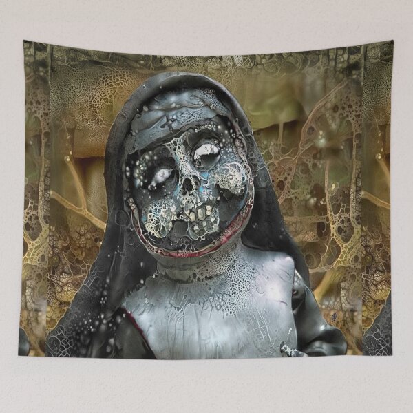 Item preview, Creepy Horror Nun | Surreal Death Skull Nun Surrealist Art TM11 designed and sold by triciakitty.