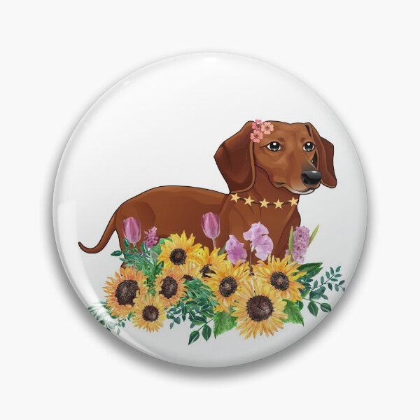 Item preview, Perro doxie con flores designed and sold by Completlycold.