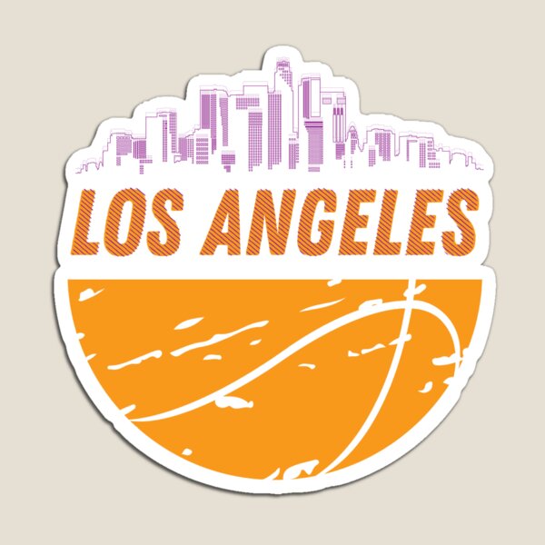 Los Angeles Lakers Classic Logo Type LA Basketball City scene Die-cut  MAGNET