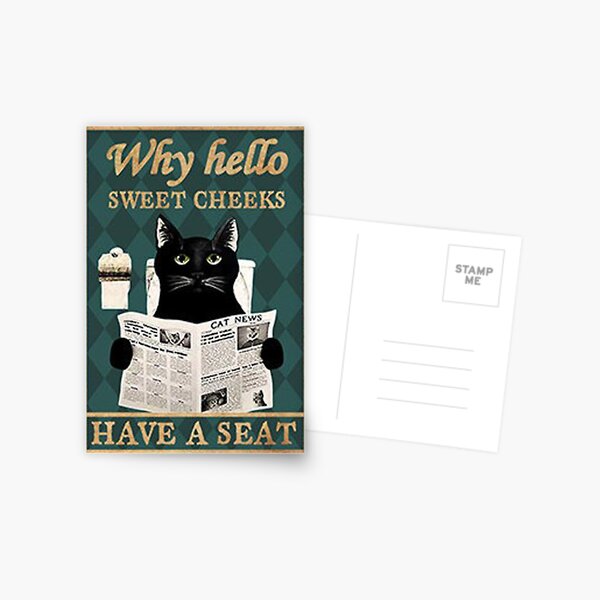 Cute Cat Pastry Chef Birthday Postcard Cat Lover Postcard Kawaii Cat Postcard Feline Lover Postcard