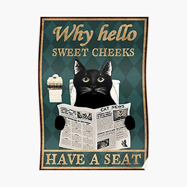 Cat Why Hello Sweet Cheeks Have A Seat Poster