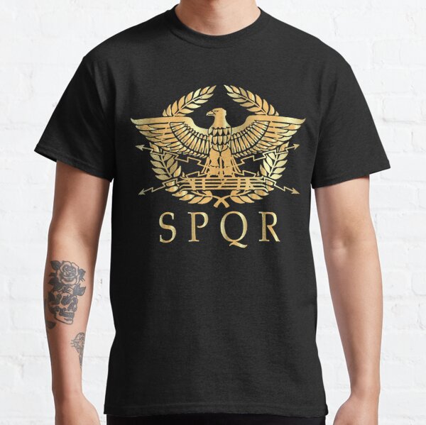 SPQR- Roman Empire Standard Eagle Emblem Vintage Gold Shield Classic T-Shirt
