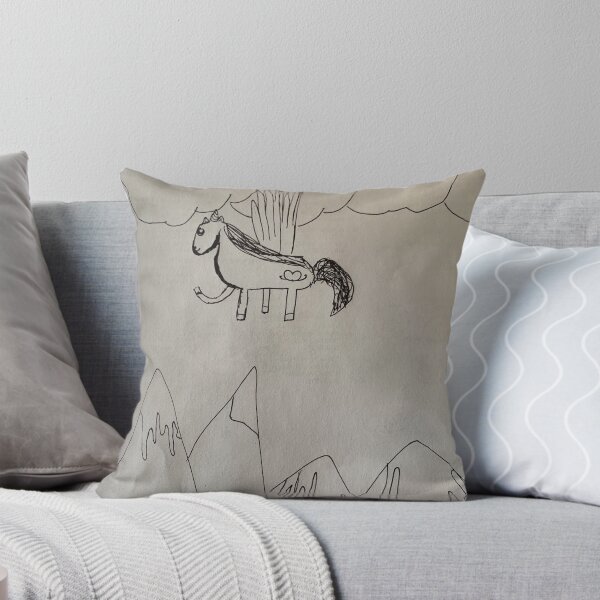 Pegasus over snow covered mountains Throw Pillow