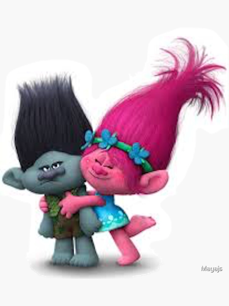 Thumbnail 3 of 3, Sticker, Poppy Troll and Branch Troll designed and sold by Mayajs.