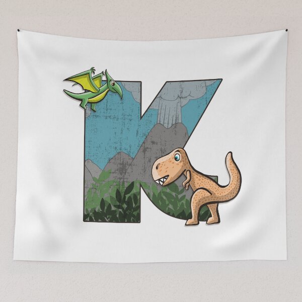 Item preview, Initial letter K with dinosaurs kids decoration designed and sold by Between Clouds.