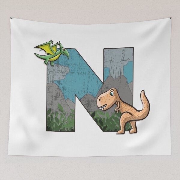 Item preview, Initial letter N with dinosaurs kids decoration designed and sold by Between Clouds.