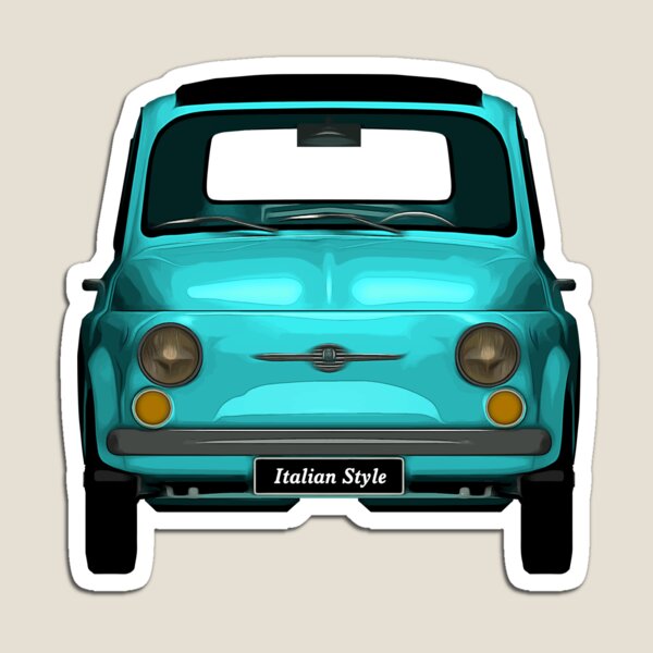 Artikelvorschau, Klassisches hellblaues italienisches Auto 500, Vorderansicht entworfen und verkauft von PeterADesign.