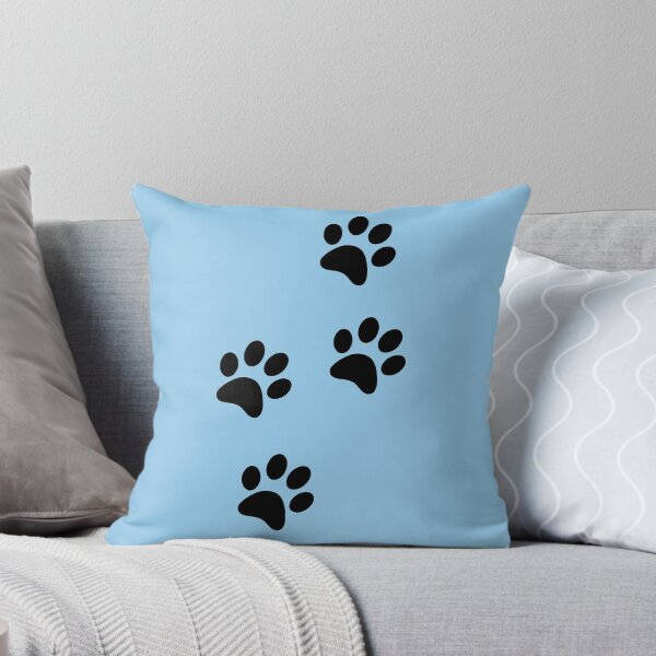 Item preview, Black paw prints on light blue surface designed and sold by AnnaBBS.