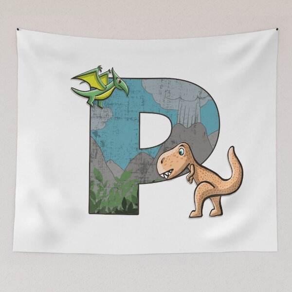 Item preview, Initial letter P with dinosaurs kids decoration designed and sold by Between Clouds.