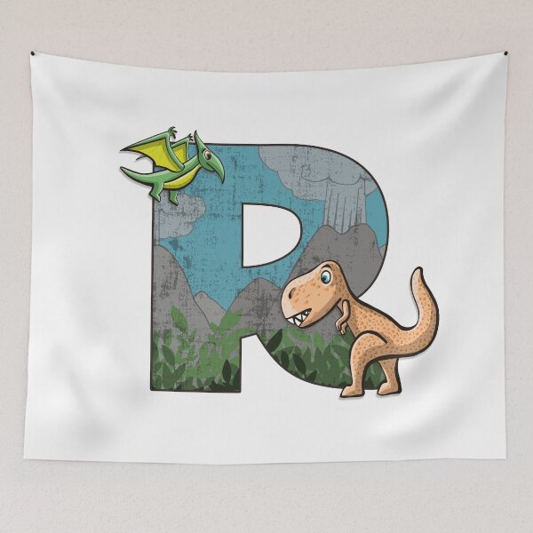 Item preview, Initial letter R with dinosaurs kids decoration designed and sold by Between Clouds.