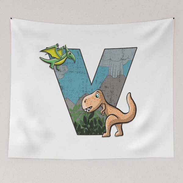 Item preview, Initial letter V with dinosaurs kids decoration designed and sold by Between Clouds.