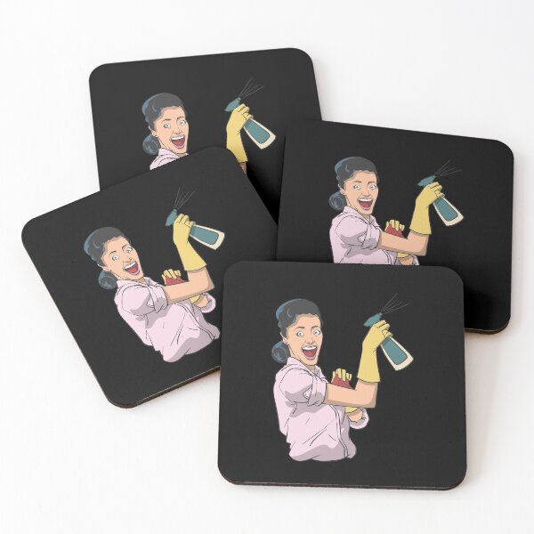 Cleaning lady with detergent vintage Coasters (Set of 4)