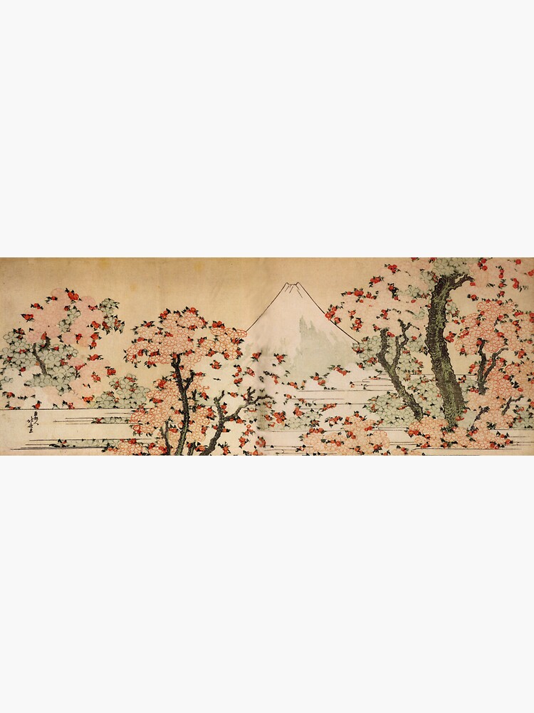'Mount Fuji Behind Cherry Tree and Flowers' by Katsushika Hokusai (Reproduction) by RozAbellera
