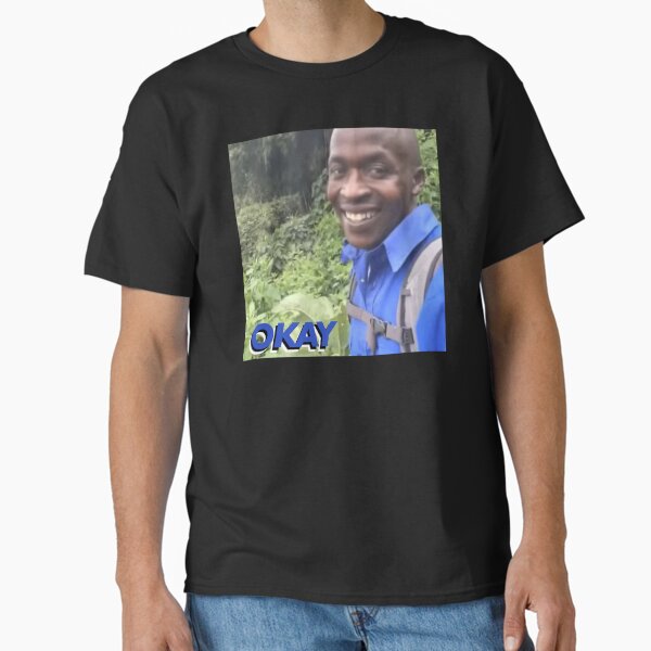 Item preview, Hi Okay Black man in Blue Shirt on Jungle Tour Meme Socially Awkward designed and sold by Twitchmeme.