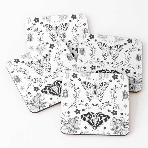 Item preview, Butterfly and Beetle Floral Print designed and sold by blossomgirl33.