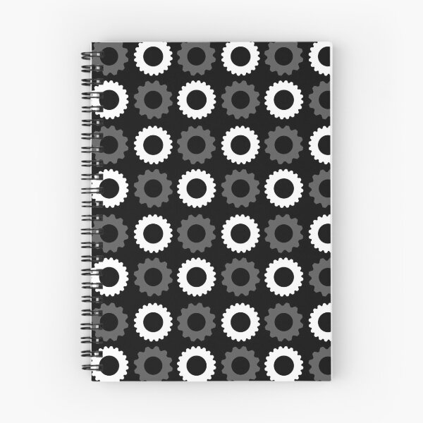 Item preview, White and Gray Gears Pattern on a Black background designed and sold by urbnbodga.