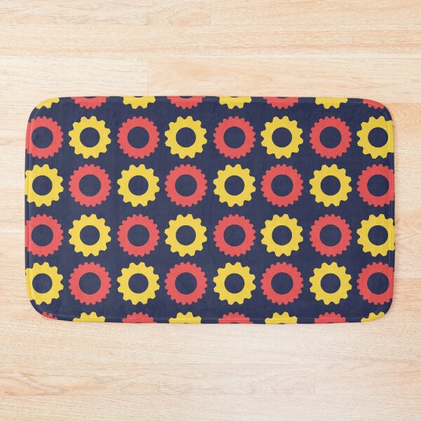 Item preview, Red and Yellow Gears Pattern on a Blue background designed and sold by urbnbodga.
