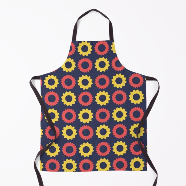 Item preview, Red and Yellow Gears Pattern on a Blue background designed and sold by urbnbodga.