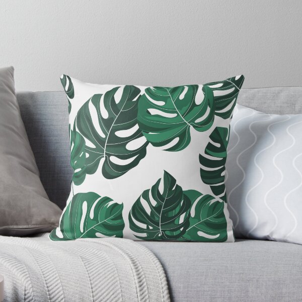 Monstera Leaves Throw Pillow