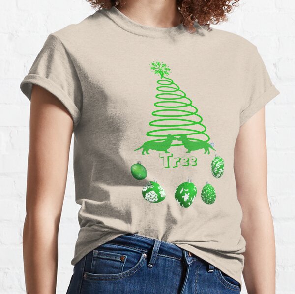 Green Animated Dachsies with Spiral Tree Classic T-Shirt