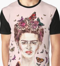 Frida Kahlo Flowers Butterflies Graphic T-Shirt