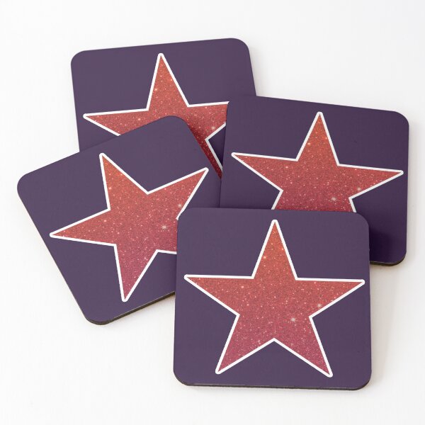Item preview, Red Glitter Star with White Border on Muted Purple designed and sold by BelindaFuller.