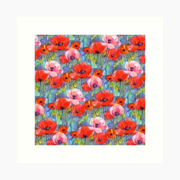 Item preview, Red Poppies Watercolor designed and sold by Lynnea Washburn.