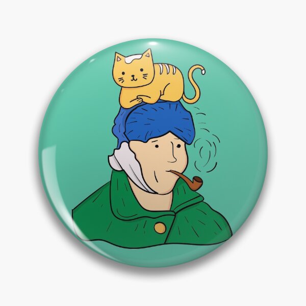 Item preview, Van Gogh Bandaged Ear with Pipe and Cute Cat Self Portrait  designed and sold by cannevas.