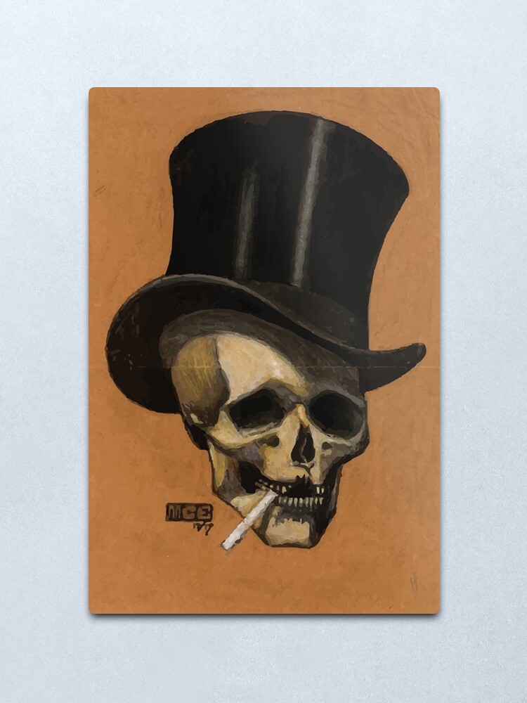 Alternate view of M.C. Escher | Skull With Cigarette Metal Print