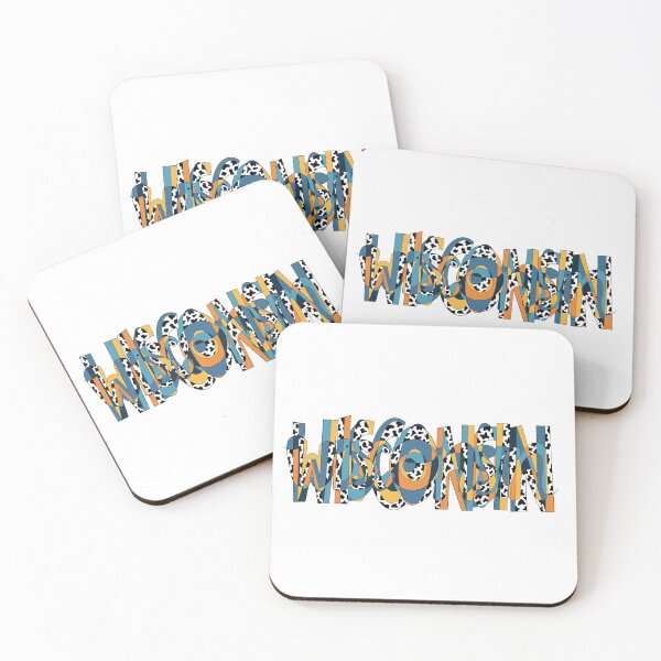 Item preview, Blue, Orange, Yellow, Cowprint Wisconsin Word Doodle designed and sold by klaireep.