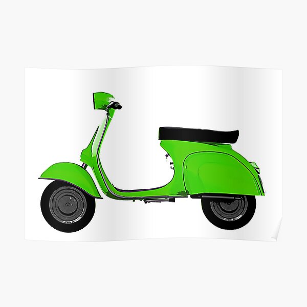 "Green Vespa Scooter Vintage Motorcycle" Poster for Sale by