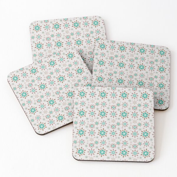 Item preview, Vintage Style Snowflake Pattern in Teal and Brown designed and sold by Zurickdesigns.