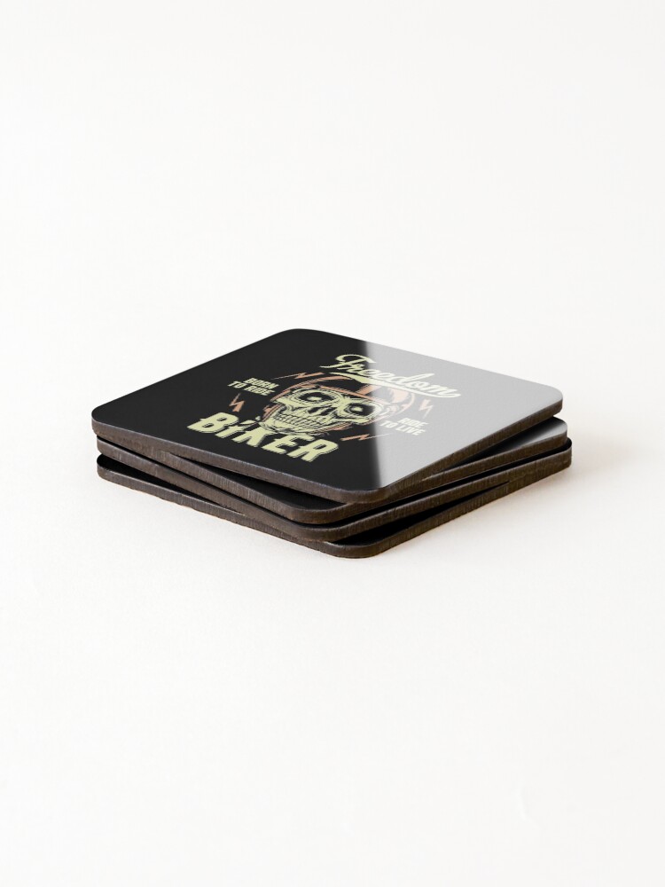 Thumbnail 4 of 5, Coasters (Set of 4), Freedom Biker - Born To Ride, Ride To Live designed and sold by Sinfamous.