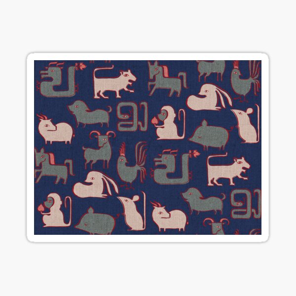 Item preview, Chinese Zodiac Animals {Indigo} designed and sold by Cecilia Mok.