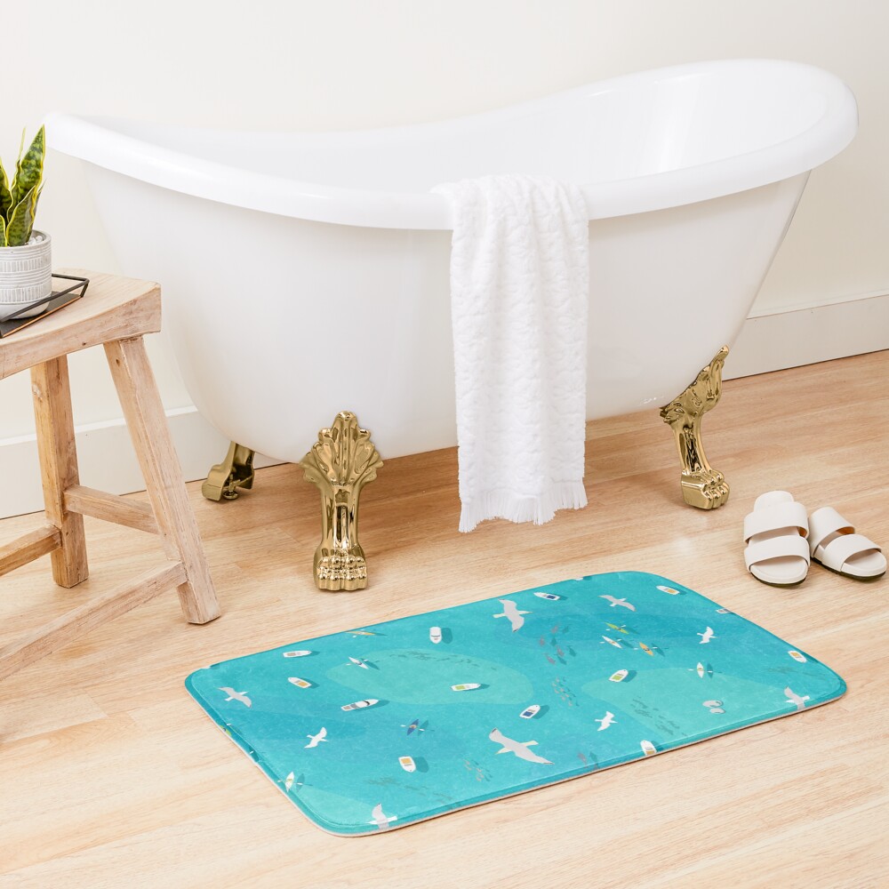 Blue Ocean Aerial View Bath Mat