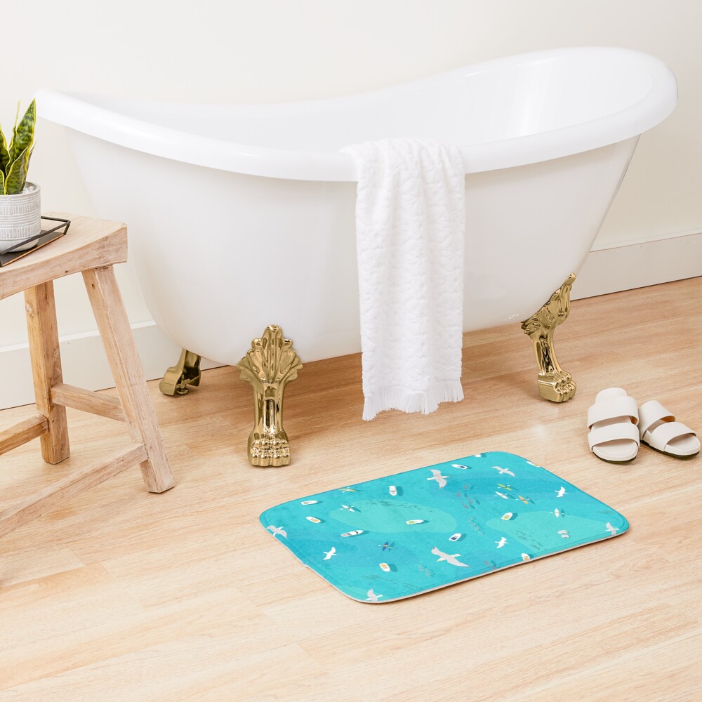 Blue Ocean Aerial View Bath Mat