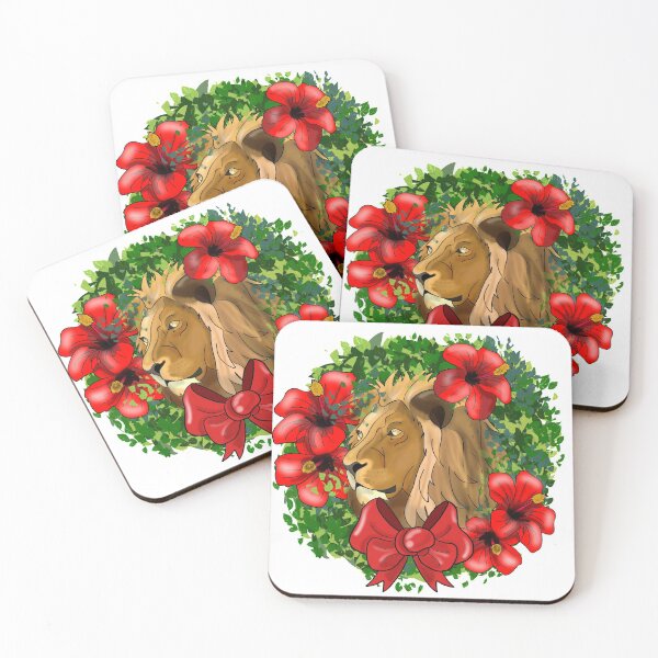 Item preview, Lion with Hibiscuses designed and sold by TheArtsyHippo.