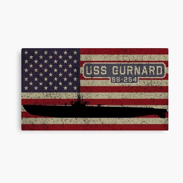 USS Gurnard SS-254 WW2 Gato class submarine Vintage USA American Flag Gift Canvas Print
