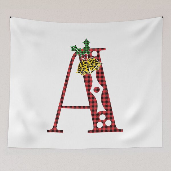 Item preview, Alphabet Letter A, Leopard Buffalo Plaid Christmas Design designed and sold by MonogramHQ.