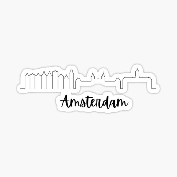 Amsterdam City Skyline Horizontal Banner Silhouette Minimal Sticker By Sofiaonair Redbubble 0426