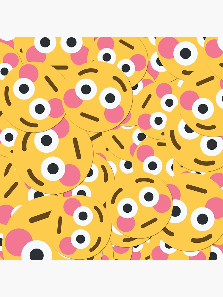 "Flushed Face" Sticker by Stitchmoji Redbubble