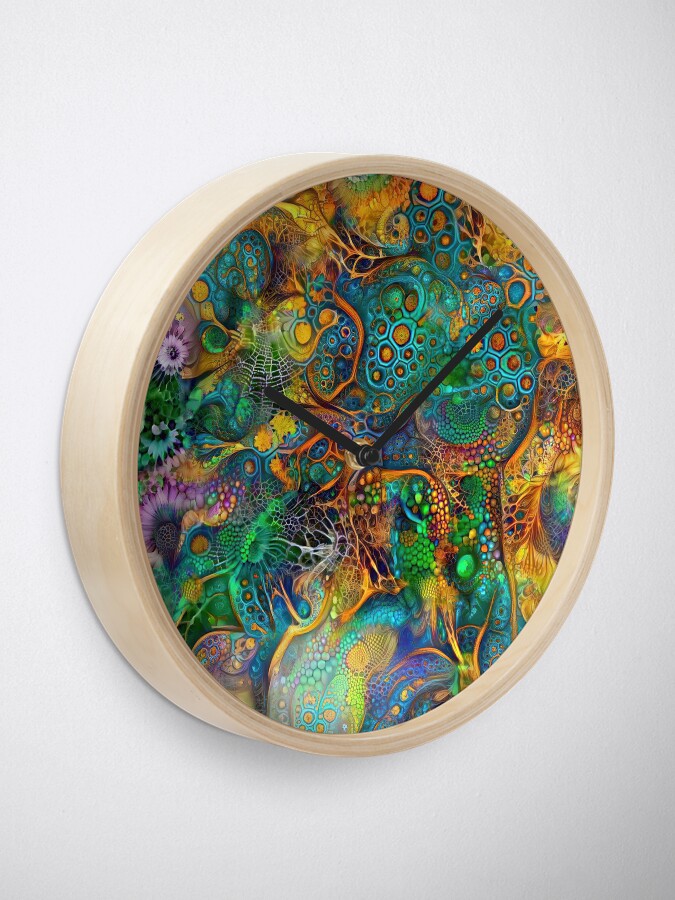 Thumbnail 2 of 4, Clock, Deepdream floral abstraction designed and sold by blackhalt.