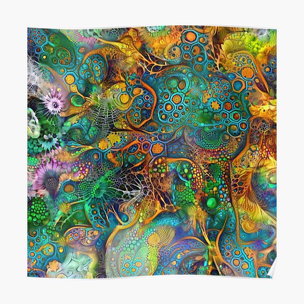 Deepdream floral abstraction Poster